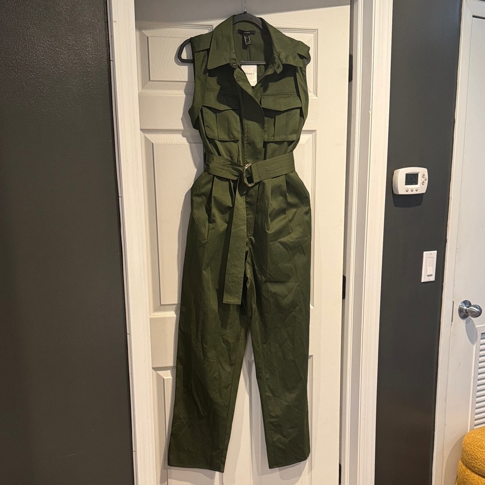 Forever 21 Olive Green Sleeveless Jumpsuit